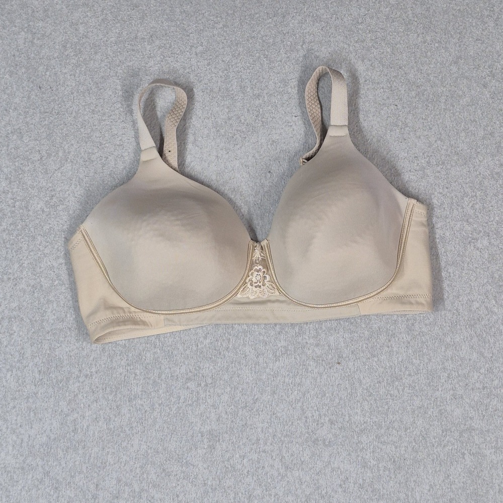 Vanity Fair Women Bra 36D Beige T Shirt Wireless Lace Strap